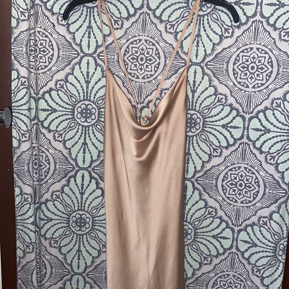Champagne Silk Cowl Dress